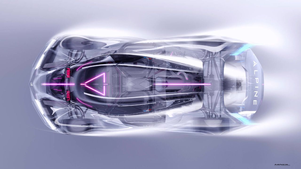 Vista aérea de la carrocería aerodinámica mostrando el flujo de aire lateral y posterior