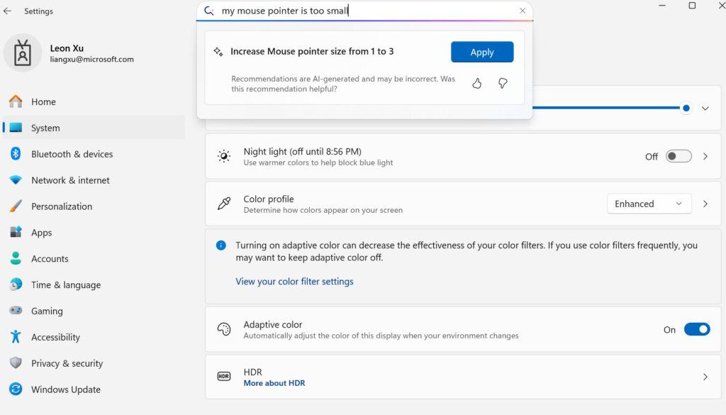 Captura de pantalla que muestra al agente en Configuración