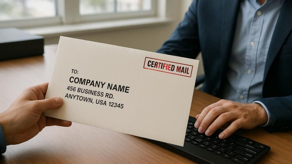 **escena realista** de email certificado para empresas